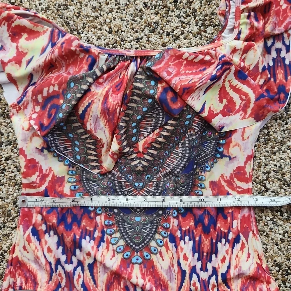 LA moda true colours off shoulder one piece swimsuit, medium‎